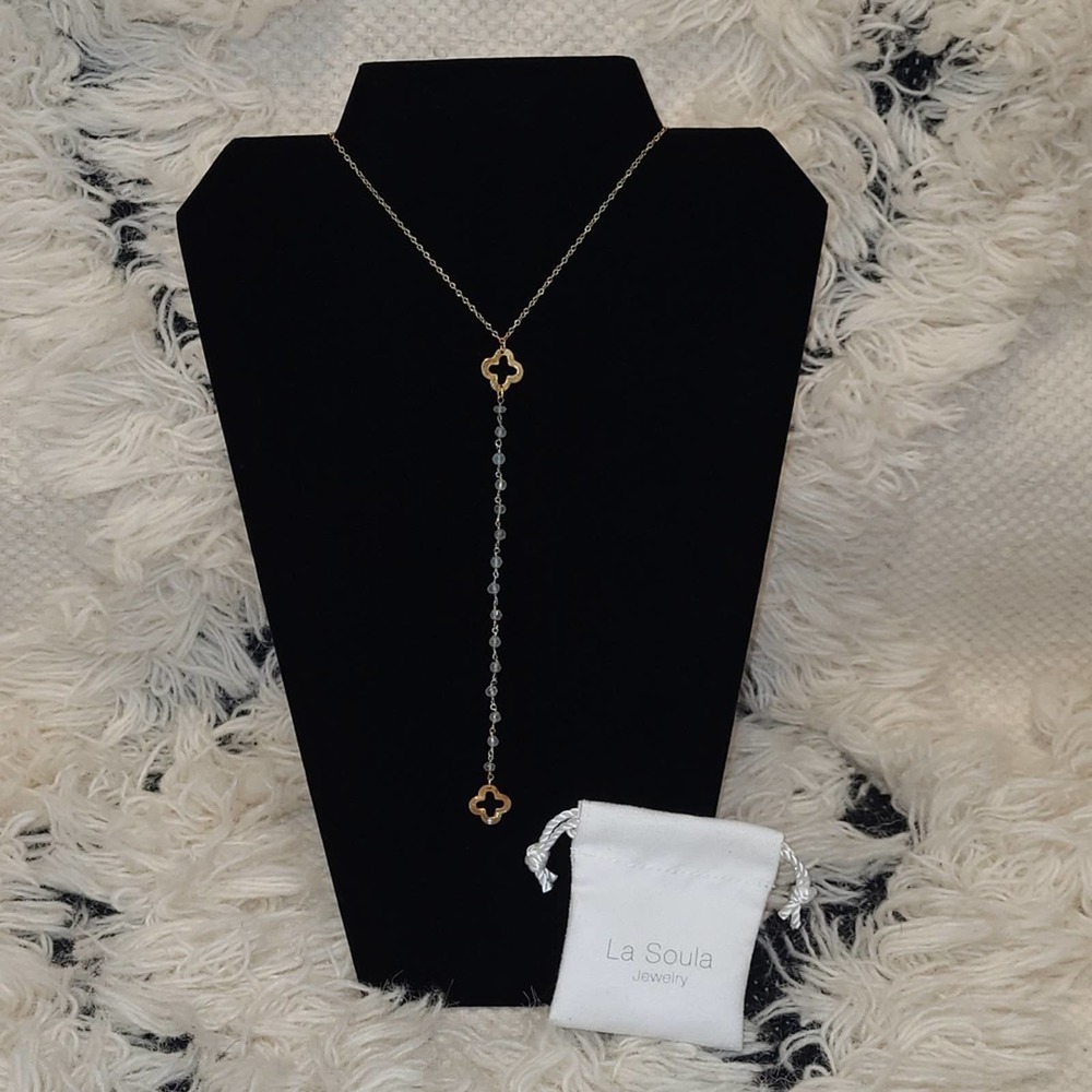 LaSoula Gold Plated Sterling Silver Y Drop Necklace